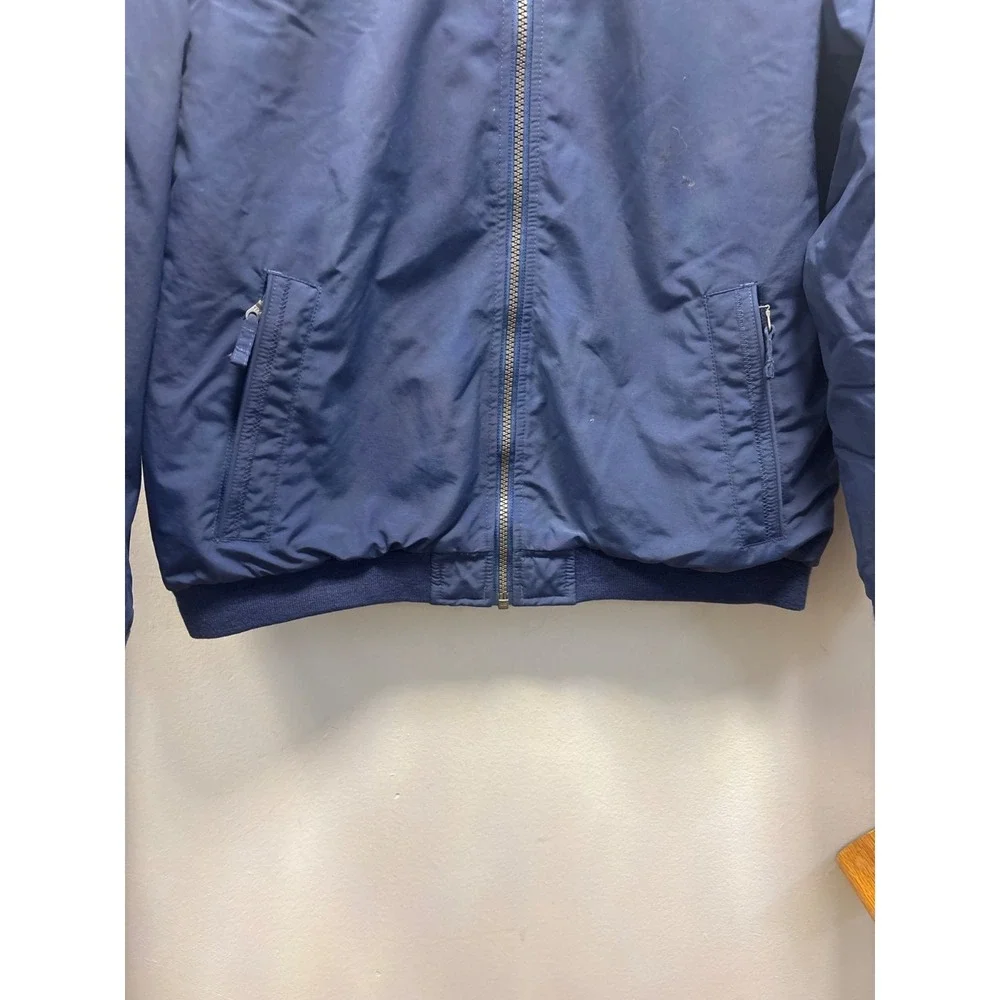 Lands' End Squall Jacket Kids Small 6-8 Navy Blue Good Fleece Lined Bomber Zip